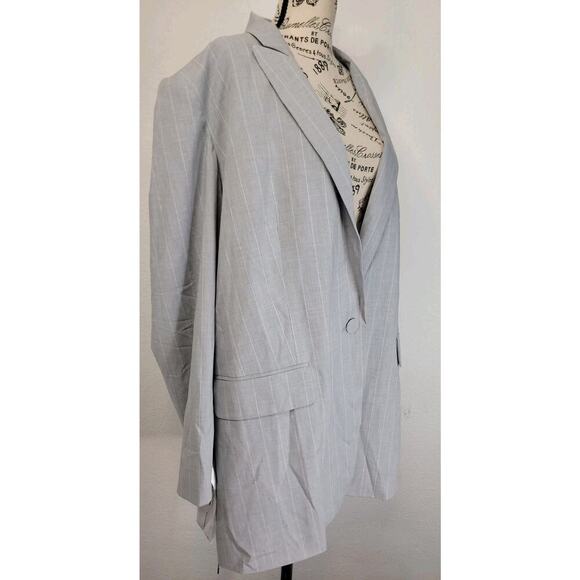 Maeve Reilly x BCBGMaxAzria Formosa Lace-Up Blazer Sz Medium Gray Striped NWT - Picture 5 of 12